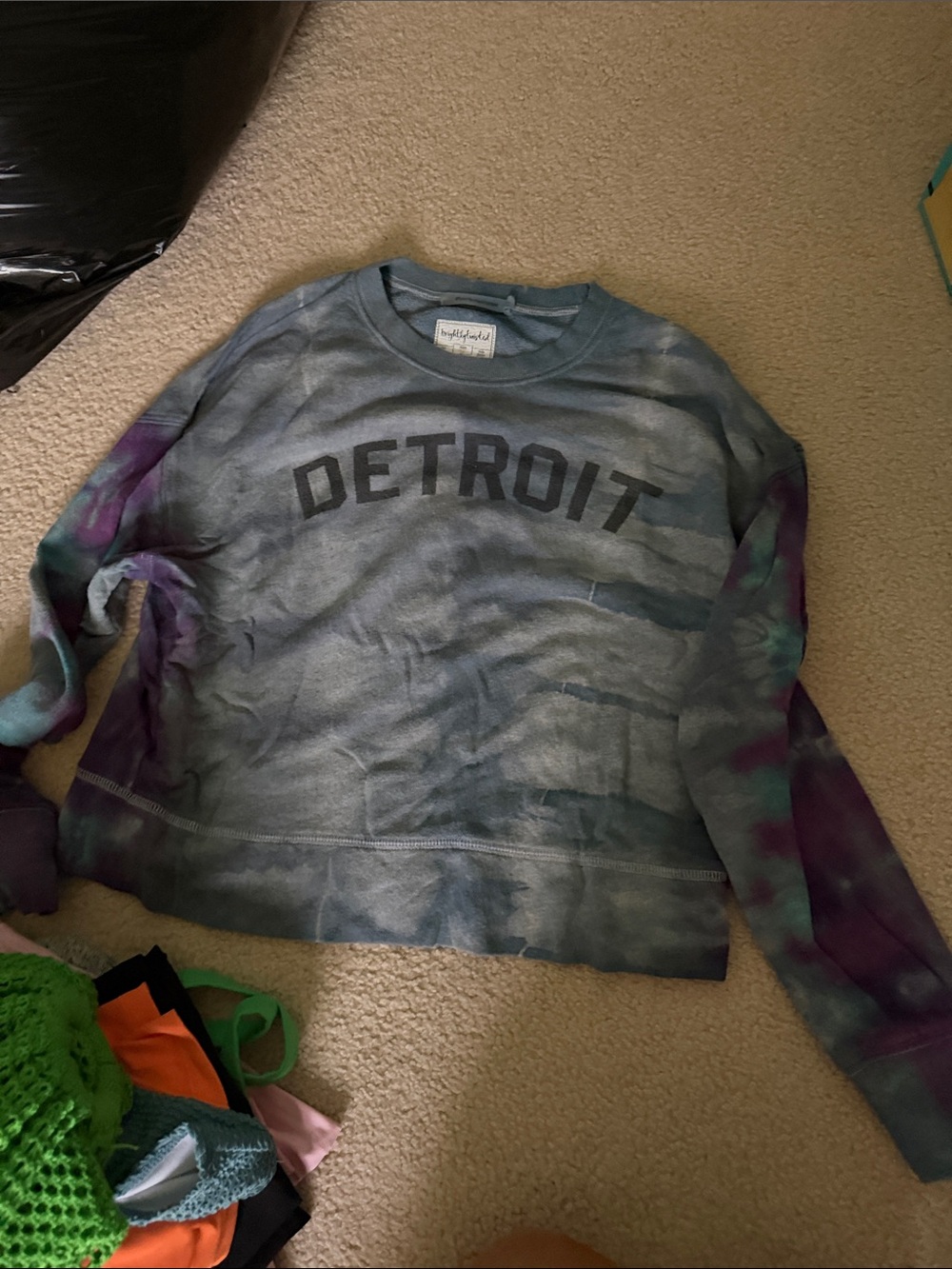 Detroit Tie-Dye Crewneck Sweatshirt - Blue & Purple